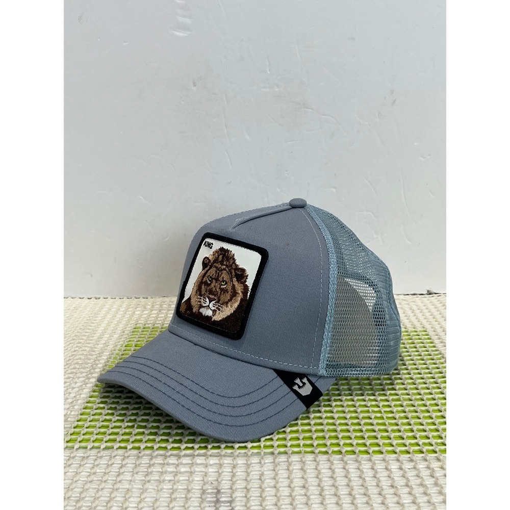 Goorin Bros The Farm King Lion Trucker Hat Slate Blue Mesh Snapback 101-0388 NWT